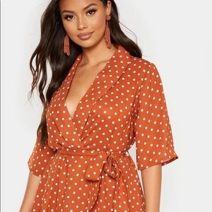 Rust orange polka dot dress